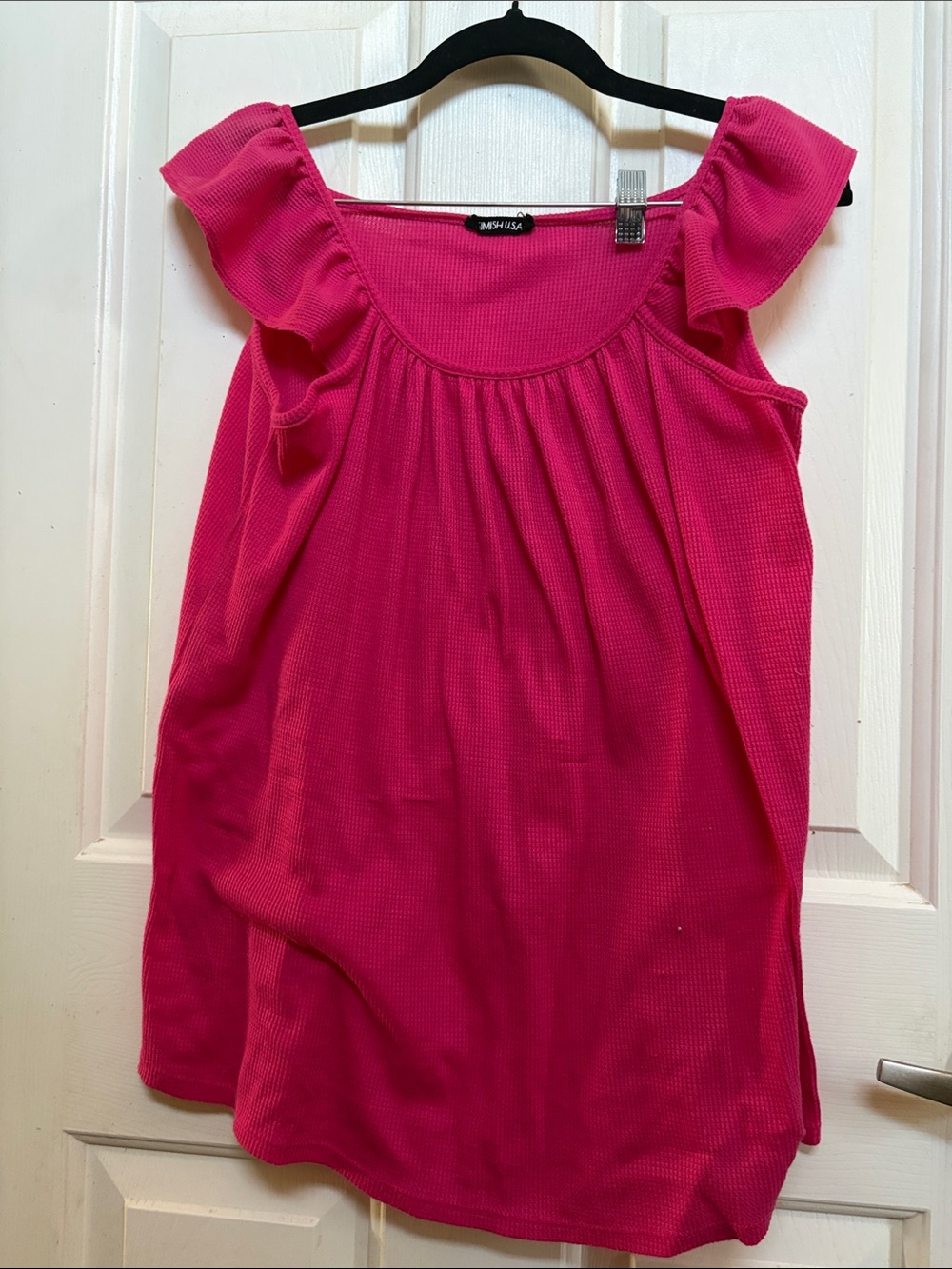 HEIMISH USA Hot Pink Ruffle Sleeve Tank Top